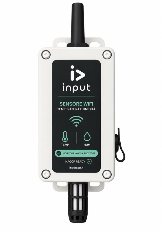 Sensore WiFi INPUT per temperatura e umidità, HACCP ready